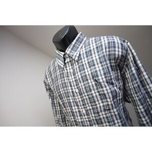 Local Boy Outfitters Button Up Dress Shirt Mens XL Blue Plaid Bamboo Blend EUC